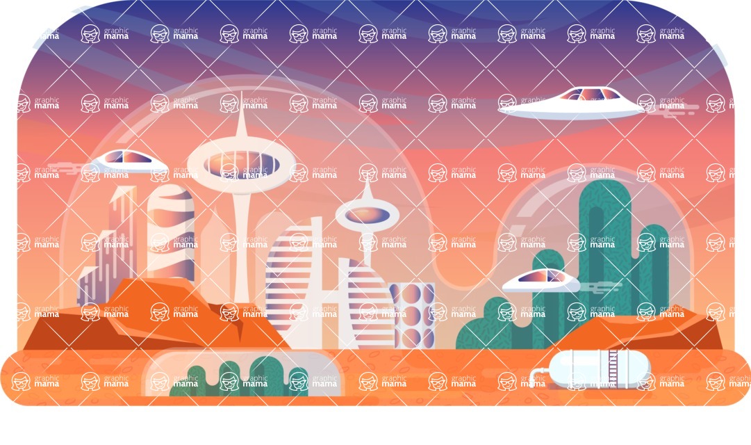Vector Landscape Mega Bundle - City from the Future Landscape Background